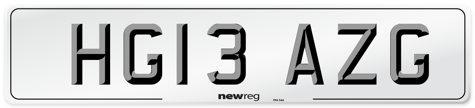 HG13 AZG Number Plate from New Reg